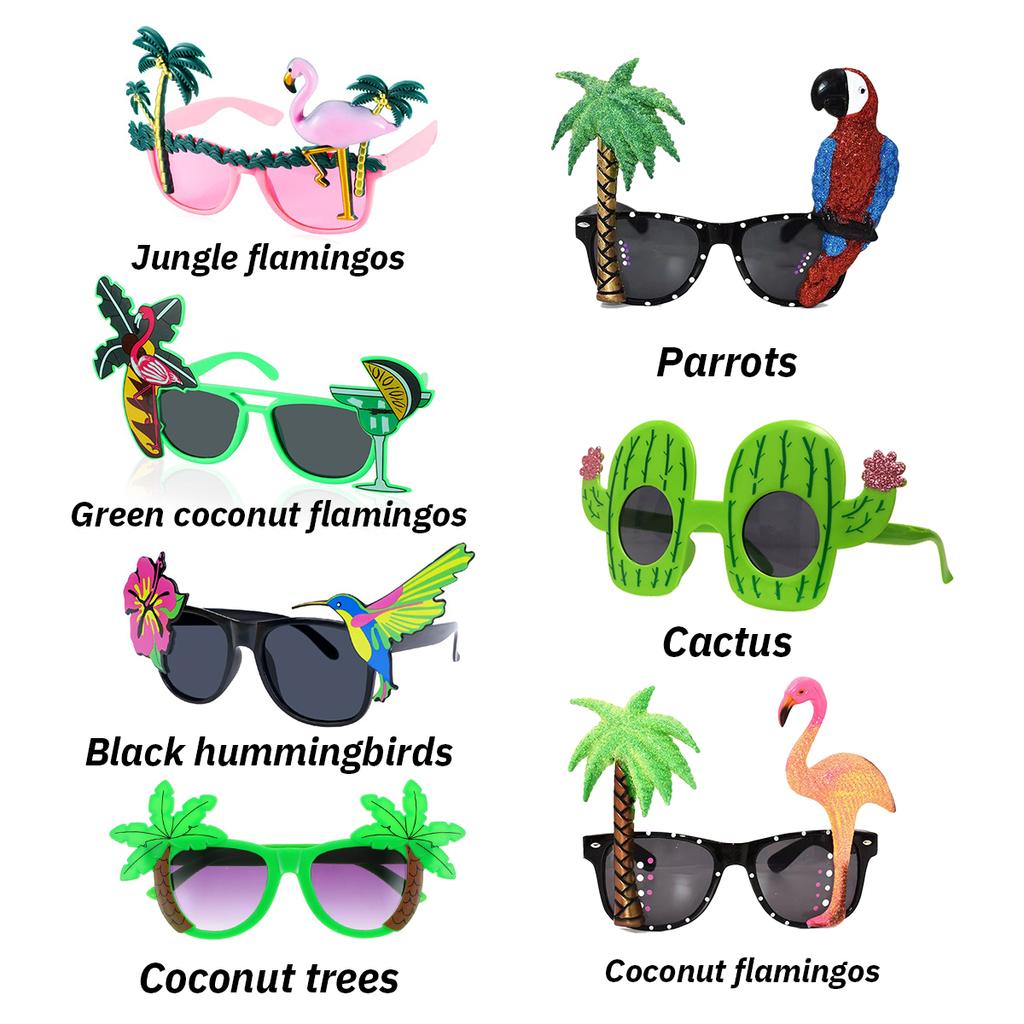 Originelle Party-Sonnenbrillen, Lustige Luau-Party-Sonnenbrillen Hawaiianische Tropische Brillen Strand-Themenparty Zubehör Dekoration