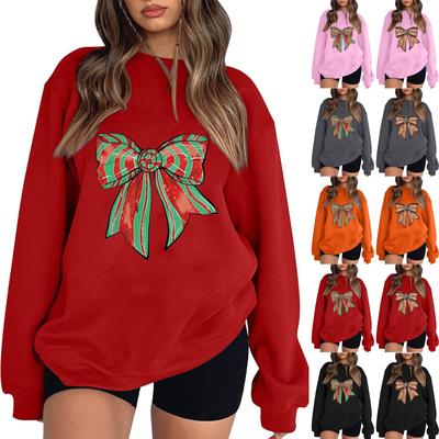 Women's Casual Round Neck Long Sleeved Pullover,Christmas  Printed Top, Long Sleeved Hoodie