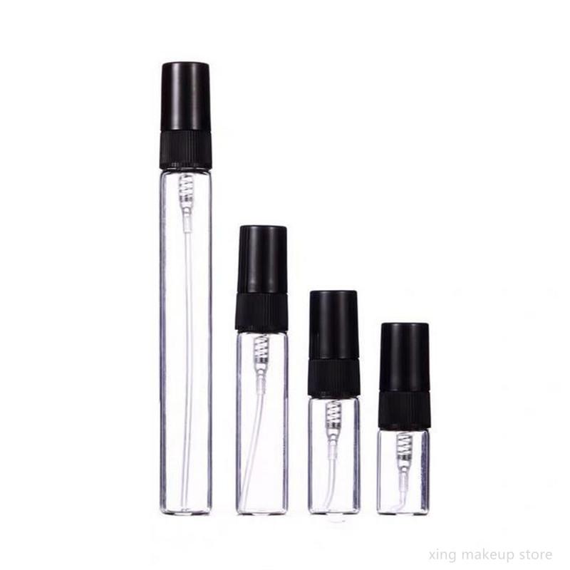 10/50/100PCS 3ML Black Empty Refillable Bottle Portable Glass Perfume Bottle Cosmetics Bottle Sample Thin Glass Vials Wholesale
