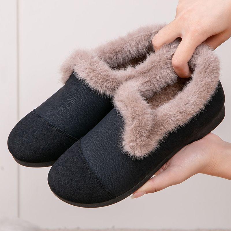 Winter Samt Ein Fuß Warm Lässige Schuhe, Vielseitige Warme Schuhe, Weich Besohlte Rutschfeste Baumwollschuhe