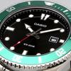 Casio Standard Analog Sports 200m Water Resistant Watch MDV-107D-3AV Men's Green Bezel Metal Band
