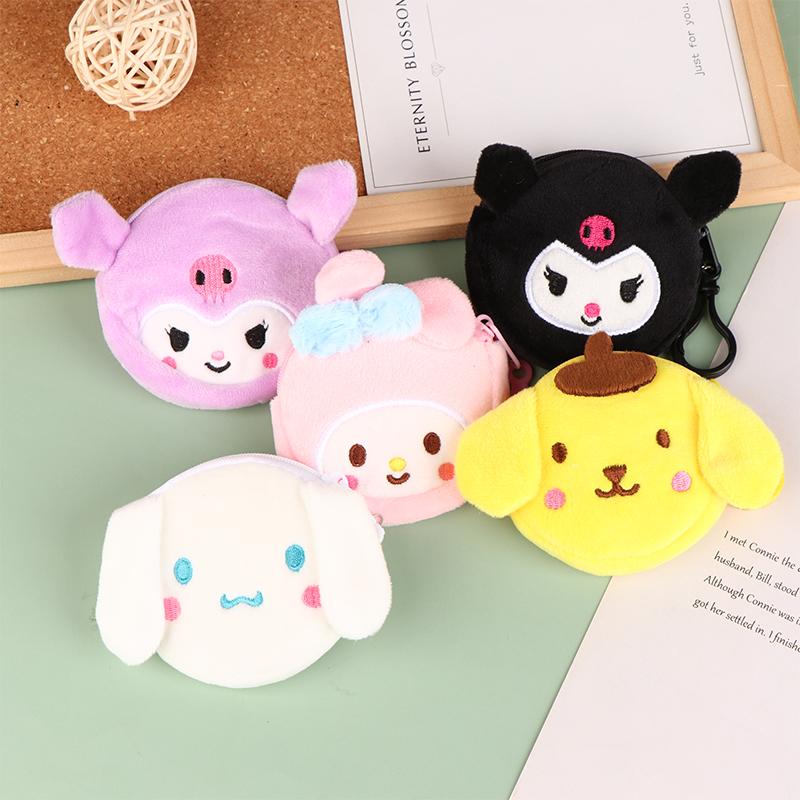 Cute Plush Money Change Pouch Cartoon Cinnamoroll Kuromi Coin Purse Small Wallet Key Bags For Girls Kids Gift