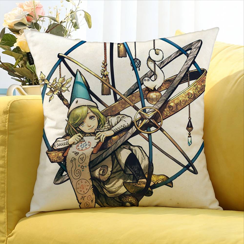Anime Witch Hat Atelier Various Sizes Square Pillow Case For Car Home Bedchamber Decor