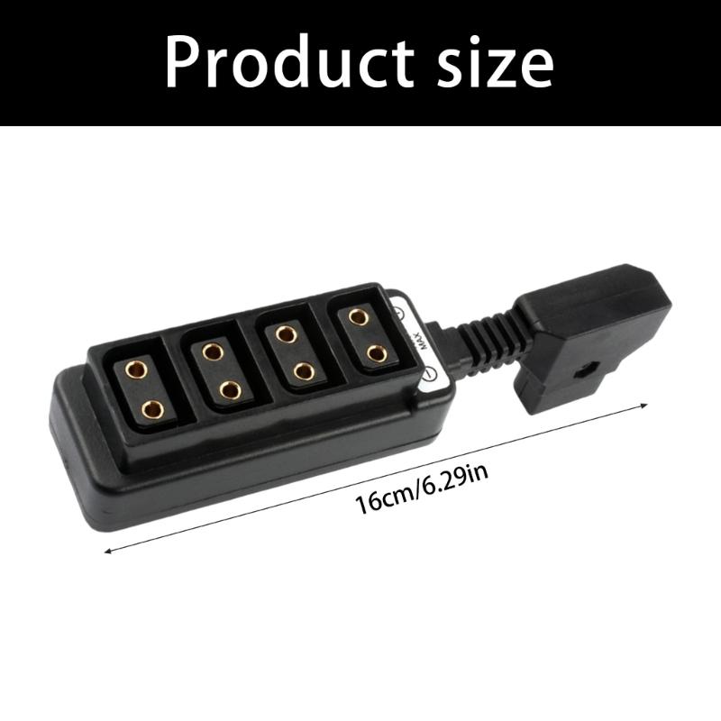 Portable Camera Power Distributor D-tap Camera Power Splitter Supports 4 Devices Simultaneous Charging Black