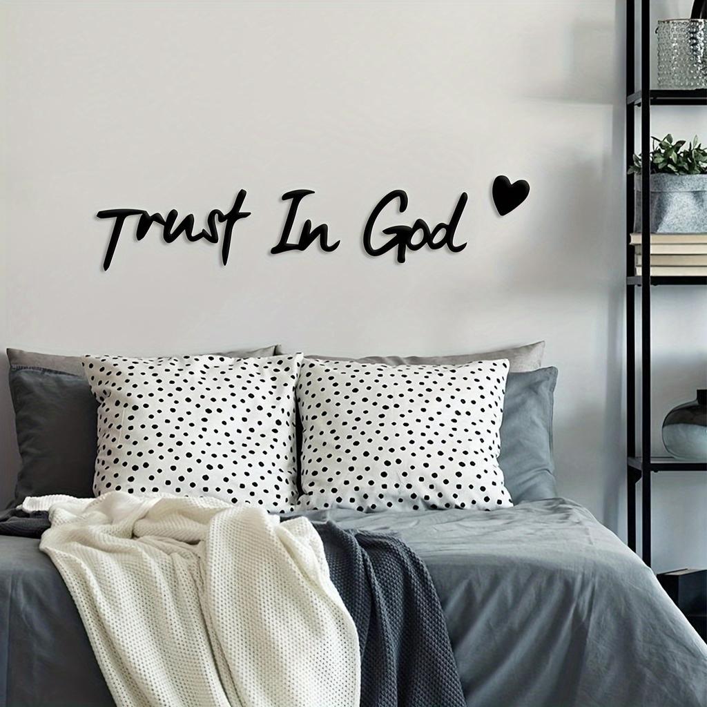 4pcs 2D Flat Unique Decorations-'rust In God' Home Wall Art,Christian Faith  Art,Religious Gift,Elegant Minimalist Design