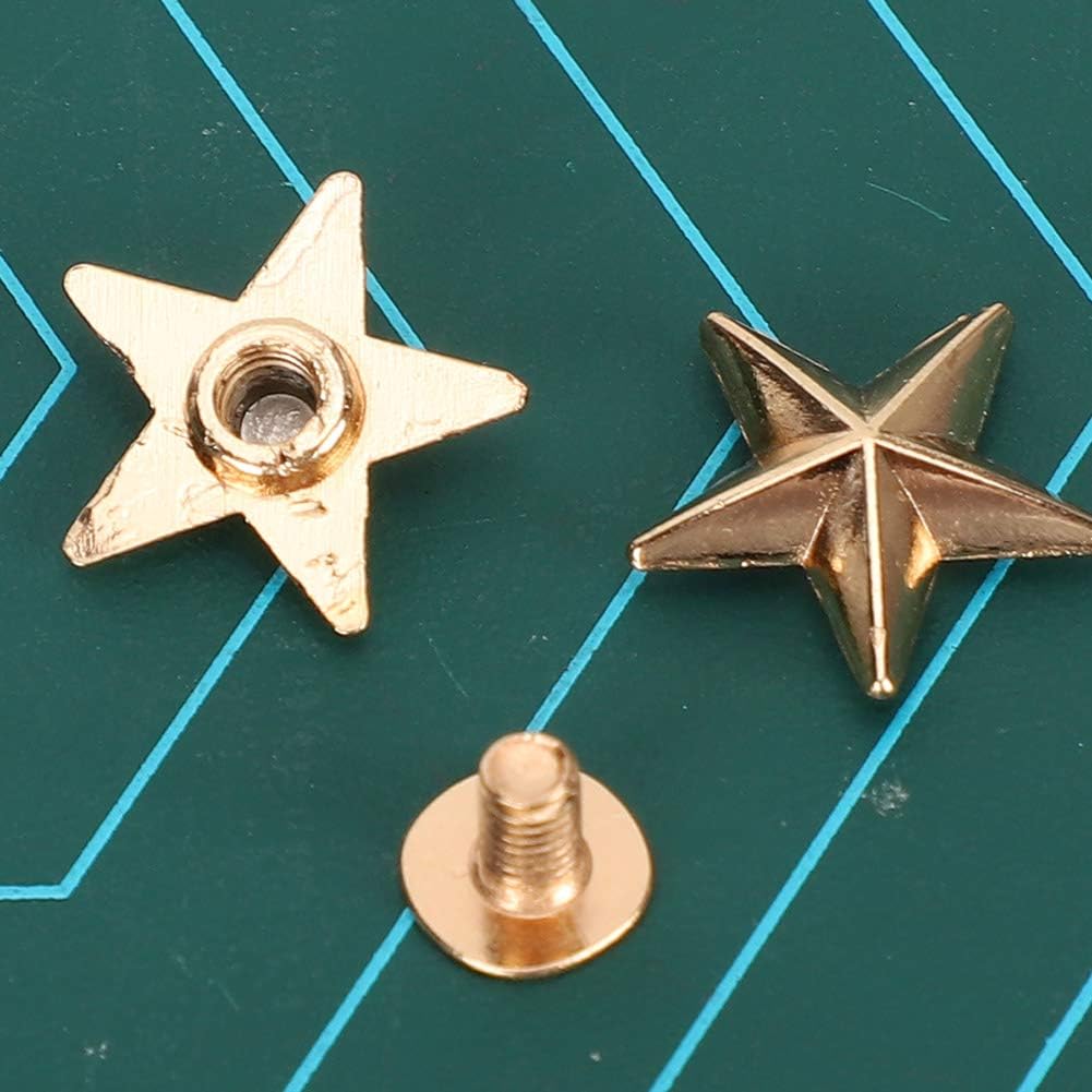 50 Set Star Studs, 14mm Chicago Screws Rivet Studs for DIY Clothes Shoes Purse Decoration(Golden)
