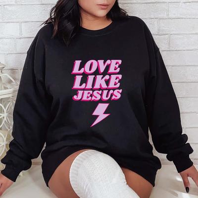 Colored Love Like Jesus Christian Sweatshirt Retro Women Long Sleeve Jumper Bible Pullovers