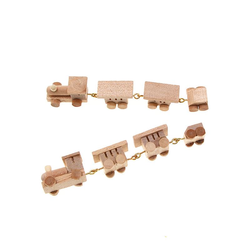Dollhouse Miniature Wooden Mini Train Ornaments Kids Gift Toys Model Christmas Party Kindergarten Decor Furniture Scene Accessor