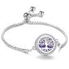 Adjustable Hollow Tree of Life Aromatherapy Bracelet with Crystals Titanium Steel Perfume Bangle