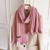 Sweet wool blended couple hairball scarf autumn and winter pit strip knitted warm versatile scarf