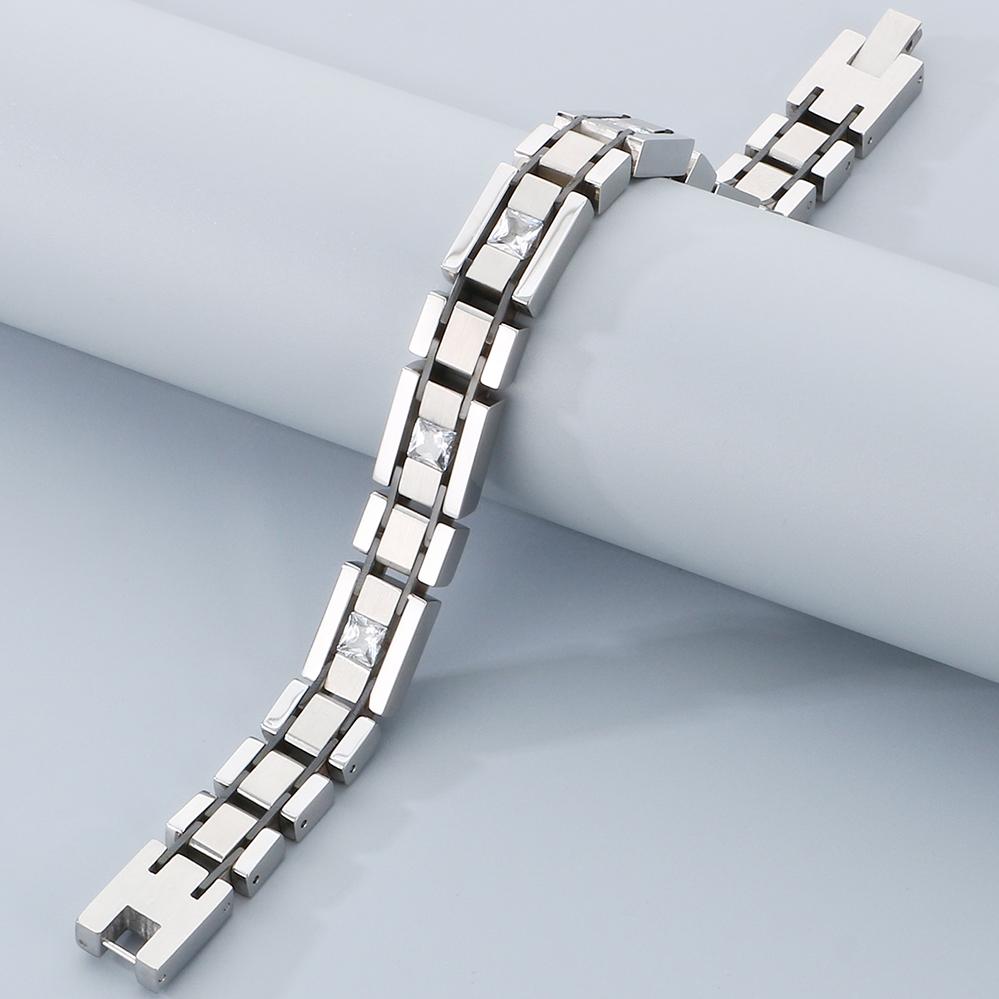 Edelstahl Herren Kettenarmband für Mann Modern Sein Geburtstag Weihnachtsgeschenk Schmuck mit Luxus Zirkonia