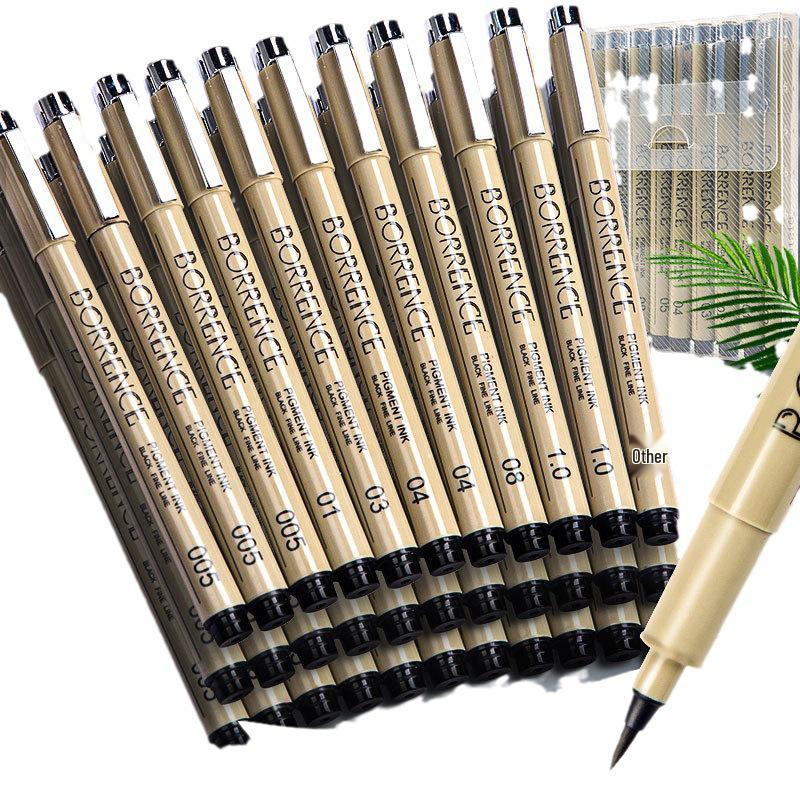 Refillable Waterproof Black Ink Needle Point Pen for Students & Adults - Ideal for Anime, Art, Drawing, Calligraphy, and Brush Supplies.