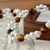 Vintage Artificial Crystal Pearl Natural Tiger'S Eye Stone Bracelet Bracelet.
