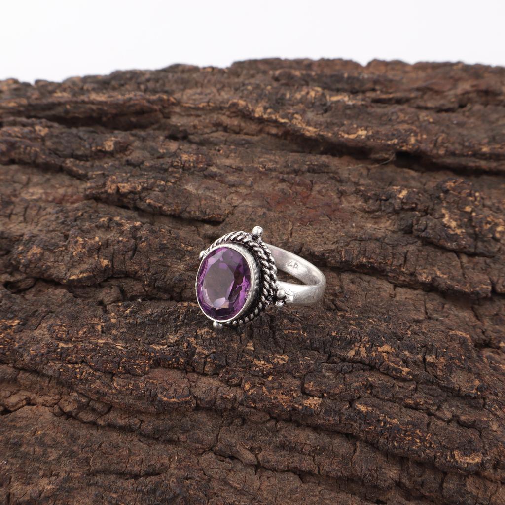 African Amethyst Ring Jewelry, Handmade Gemstone Ring, 925 Solid Sterling Silver Ring Dainty Jewelry, For Engagement Gift
