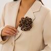 Stylish Leopard Pattern Floral Duckbill Clip Brooch Fabric Flower Lapel Pin Handmade Clothing Accessory for Trendy Women