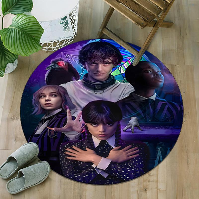 1pc Addams Family Wednesday5 Print Round Carpet Chair Round Carpet Suitable for Bedroom Living Room Home Decorative Carpet