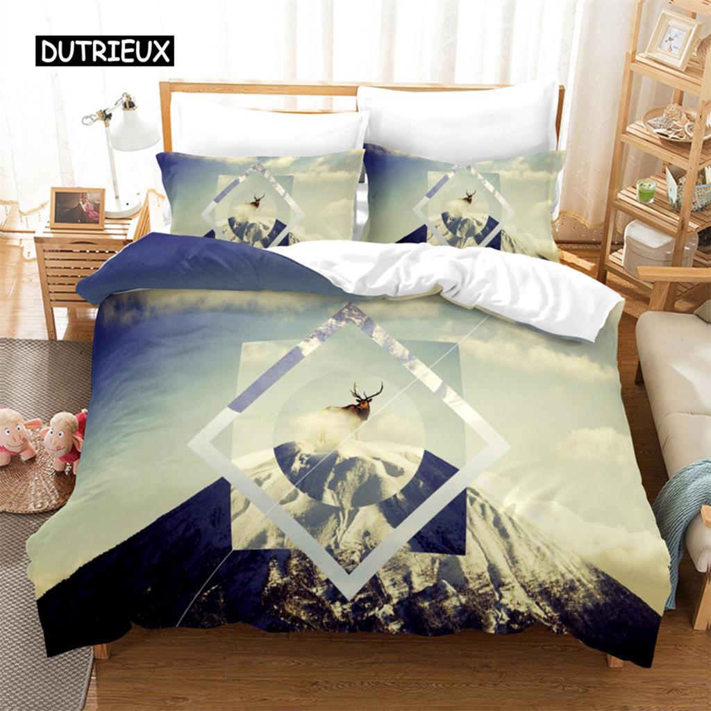 Duvet Cover Natural Scenery Landscape Snow Mountain Queen Bedding Duvet Cover Set Bedspreads with Pillowcase Bedroom Decoration