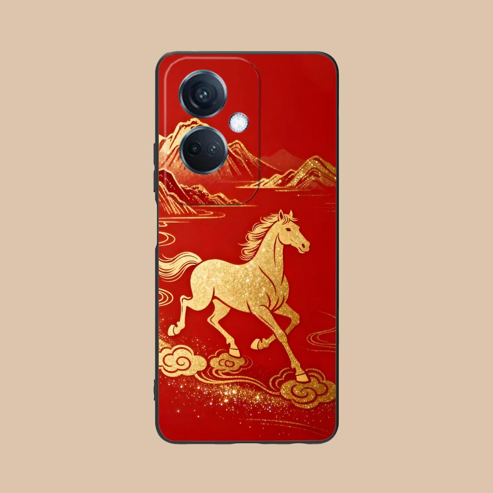Golden Horse Year Mobile Phone Case for OPPO Reno 14 13 12 11 10 9 8 7 6 5 F T Pro 5G Colorful Printing Cover Cover Cellphones