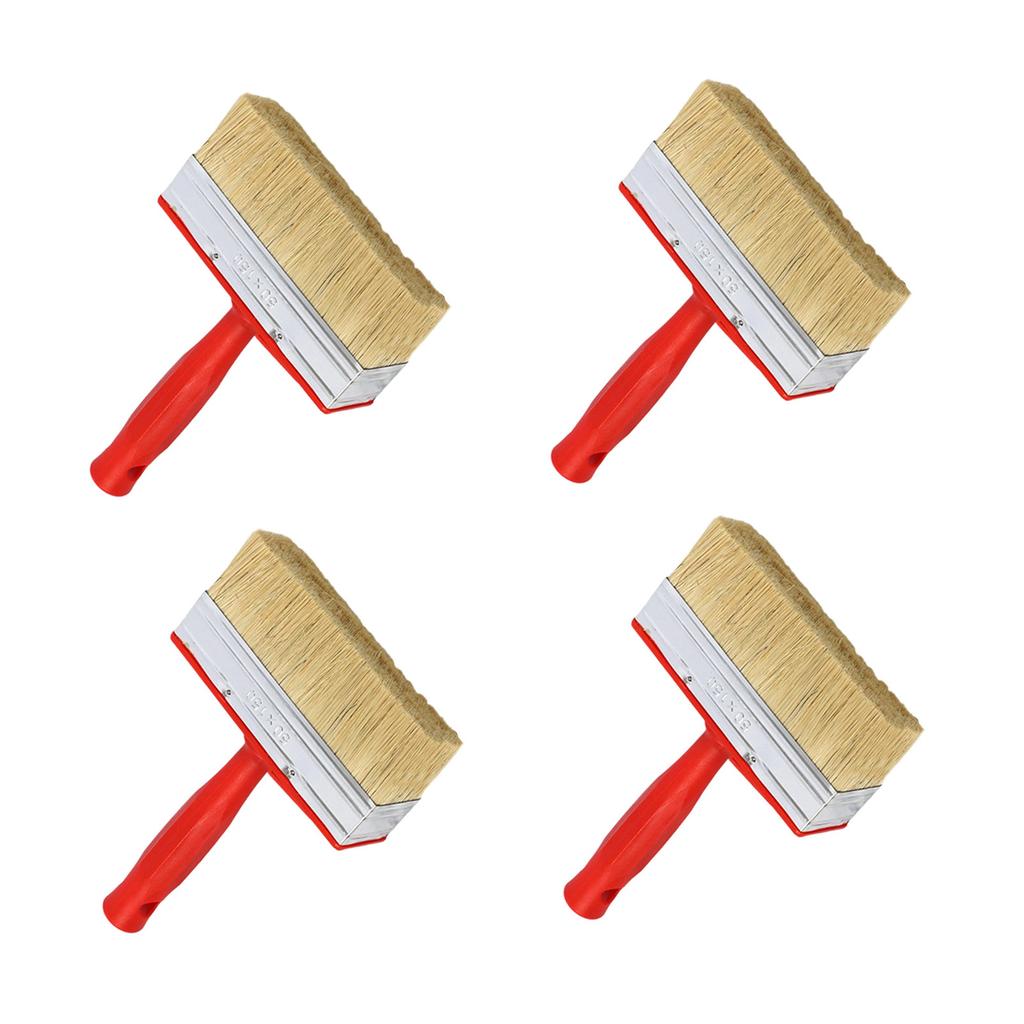 Pack of 4 Professional Wall Paint Brushes for Solvent Base Coatings Stains Wood Oil with Sturdy Plastic Handle