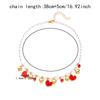 Adorable Cherry Strawberry Heart Necklace With Natural Margarite Accents Adjustable Chain For Casual Or Date Outfits Lightweight Zinc Alloy Jewelry