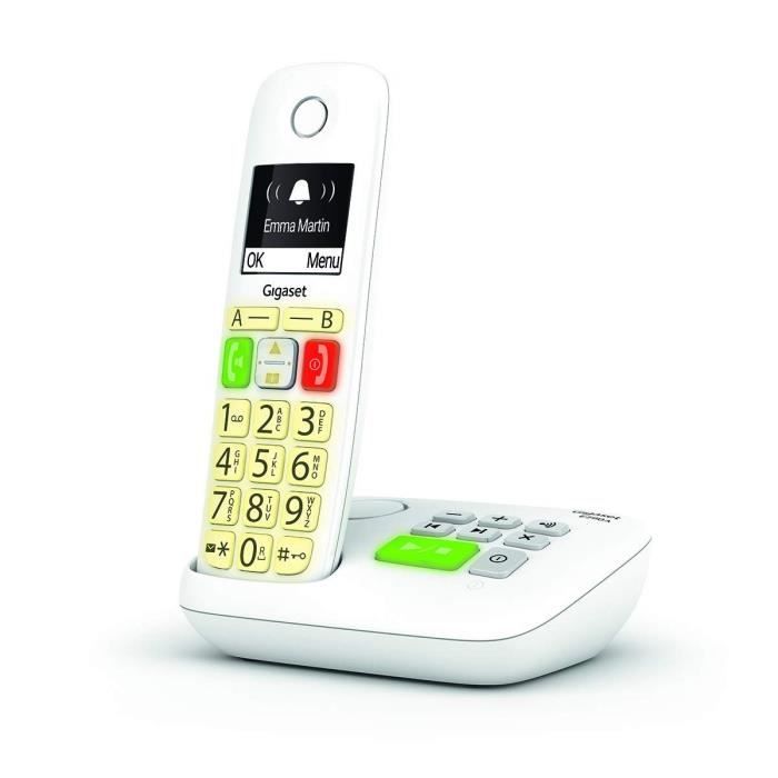 Téléphone Fixe GIGASET E290 A Blanc - Répondeur Numérique Intégré Et Touches Larges Pour Un Confort Maximum