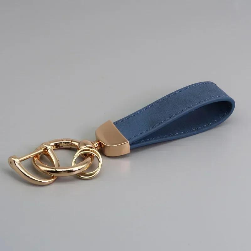 Custom LOGO Suede Leather Keychain Vintage Laser Engrave Car Key Ring Holder for Men and Women Personalized Key Chains Ring