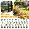 Outdoor Metal Bird Feeder Stand with Creative Flower Plate Design Multi-Tiered Bird Bath Holder Garden Yard Decorative Bird Feeding Station