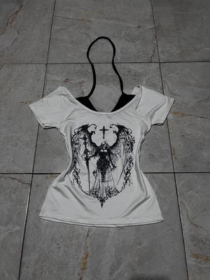 Summer Street Style Dark Print Fake Two-Piece Halter Pullover T-shirt for Women