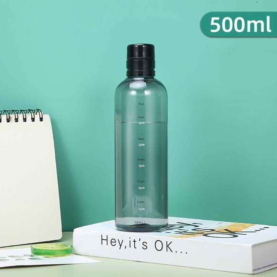 500/750ml Water Cup Time Marker Bottle BPA Free Leakproof Transparent Sports Water Bottle Fitness Gym Bottle