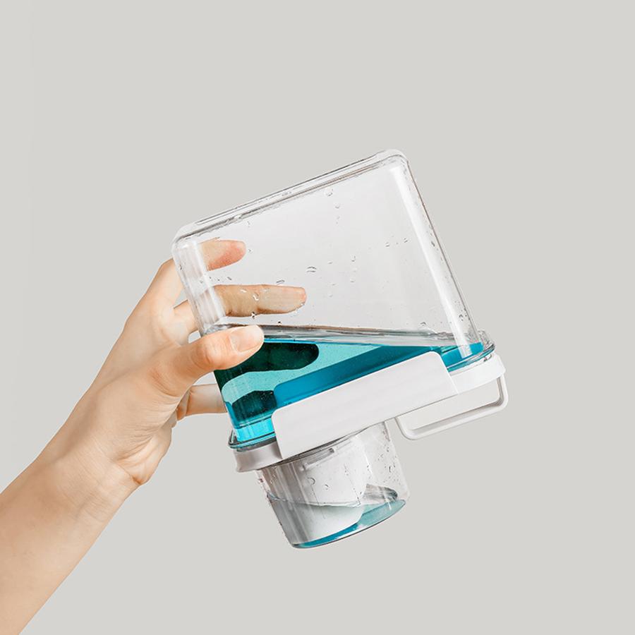 1PCS Laundry Detergent Moisture-proof Storage Jar Transparent Liftable Dishwashing Liquid Storage Jar with Measuring Cup Scale