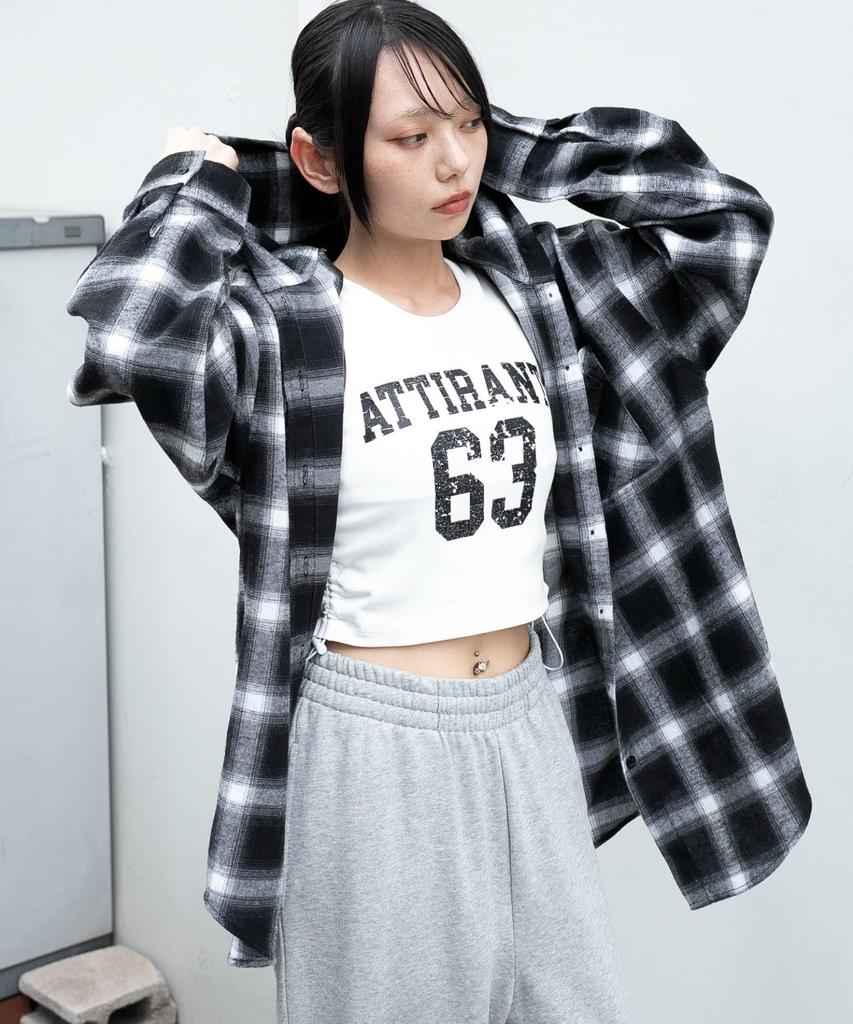 WEGO Check Hooded Flannel Long Oversized Street Size Black Women's Shirt, Sleeve, Top, Autumn/Winter Clothes, Silhouette, Style, Girly, F,