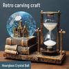Retro Iron Tower Music Box with Luminous Crystal Ball Hourglass - Perfect for Desktop Ornament or Small Gift for Graduation, Qixi, or Valentine's Day.