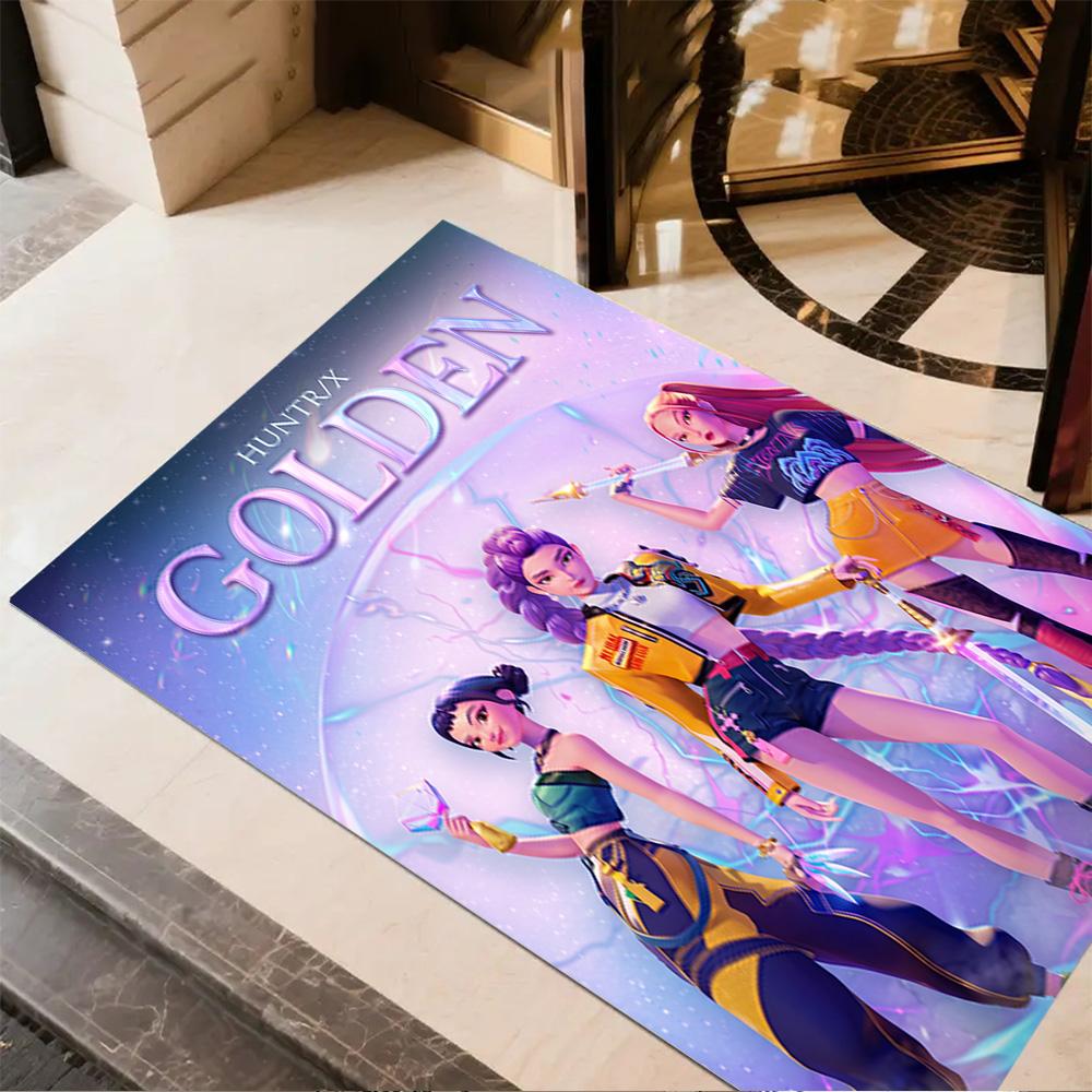 Huntrx: Neon Heroes Carpet Perfect for Dormitory Bedrooms Kitchen Balcony Anti-slip Rug Anime Office Decor Birthday/Christmas Gift