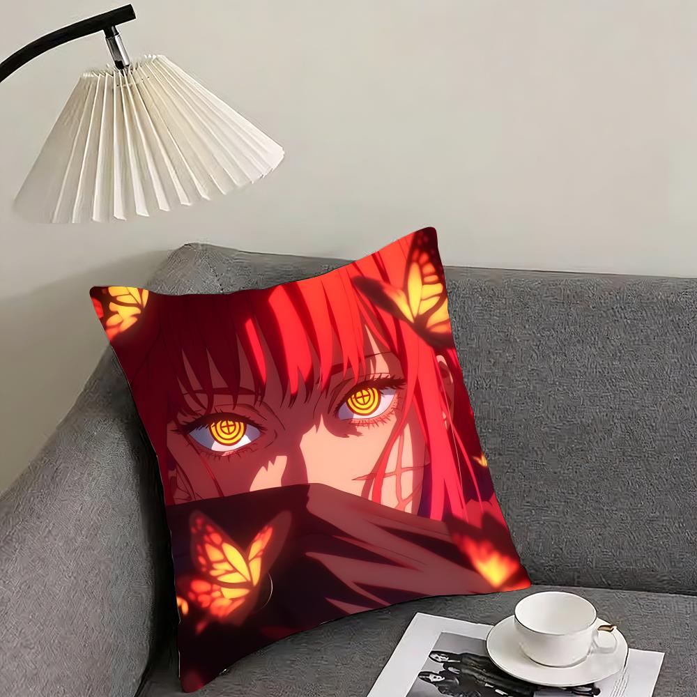 Anime Makima Chainsaw Man Cushion Cover Reversible Plush Pillow Cover – For car, sofa, bedroom, perfect as a gift.