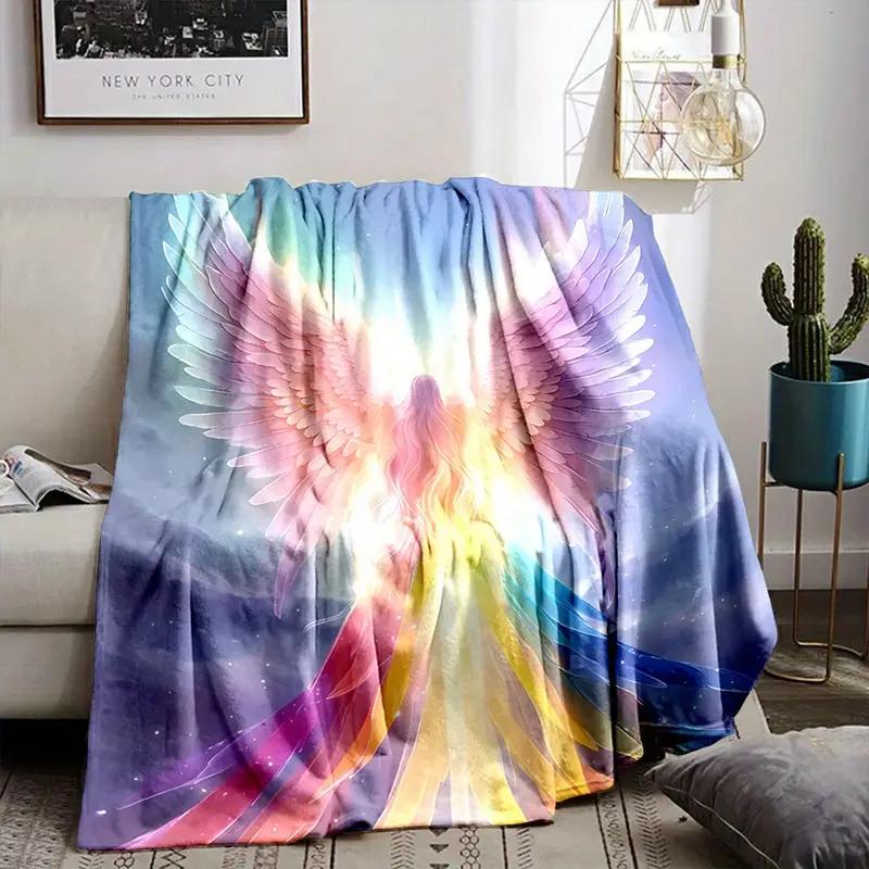 Angel in the sky print-flannel blanket-warm and soft, suitable for bed, office, home, sofa, camping, Christmas and Halloween