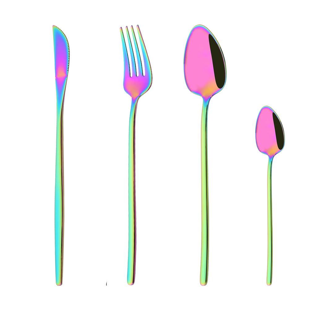 4Pcs Cutlery Set Black Gold Dinnerware Stainless Steel Silverware Knife Fork Spoon Tableware Flatware Set Kitchen Accessories