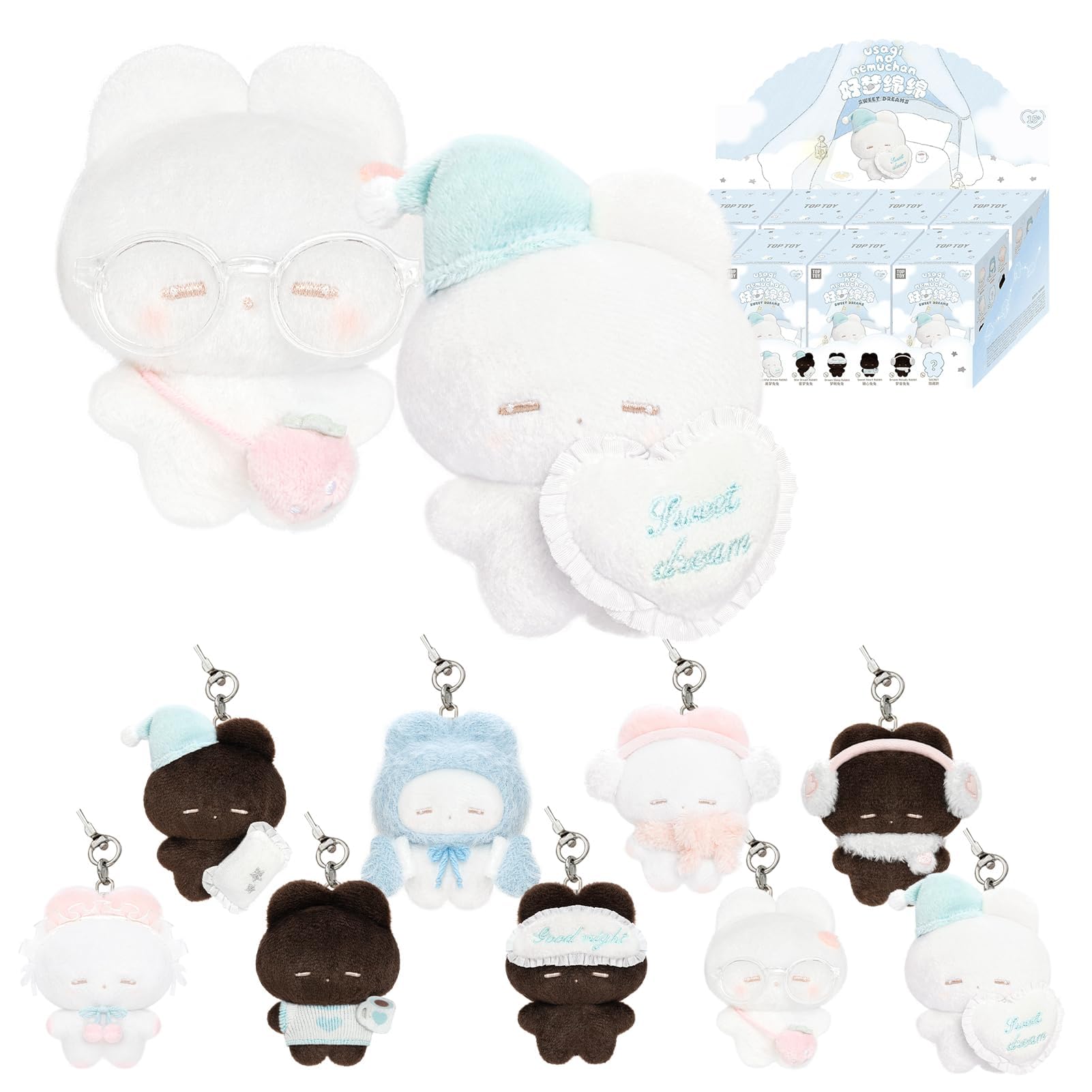 TOP TOY the Rabbit Keychain Plush Pendant Series Box 8 Gacha Gacha Blind Box Figure Plastic Model Premium Toy Baby Nemu Nemunemu Character Birthday
