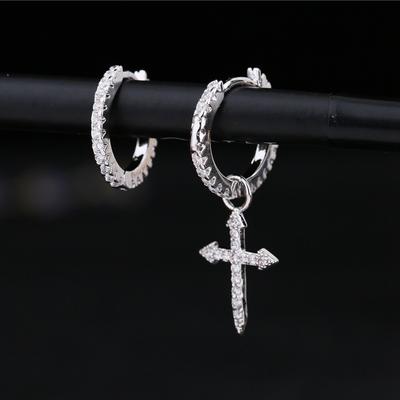 925 Sterling Silber Creolen Ohrringe für Frauen Stern Kreuz Wassertropfen Zirkon Huggie Ohrringe Schmuck Hochzeit