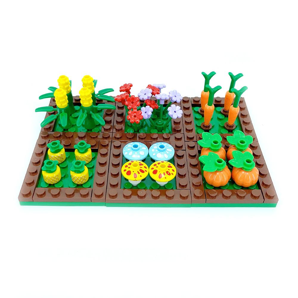 MOC Bricks Toys Model Farm Building blocks Cattle Horse Carriage Transport Vegetable Garden Flower Plant Friut Field Tree Animal
