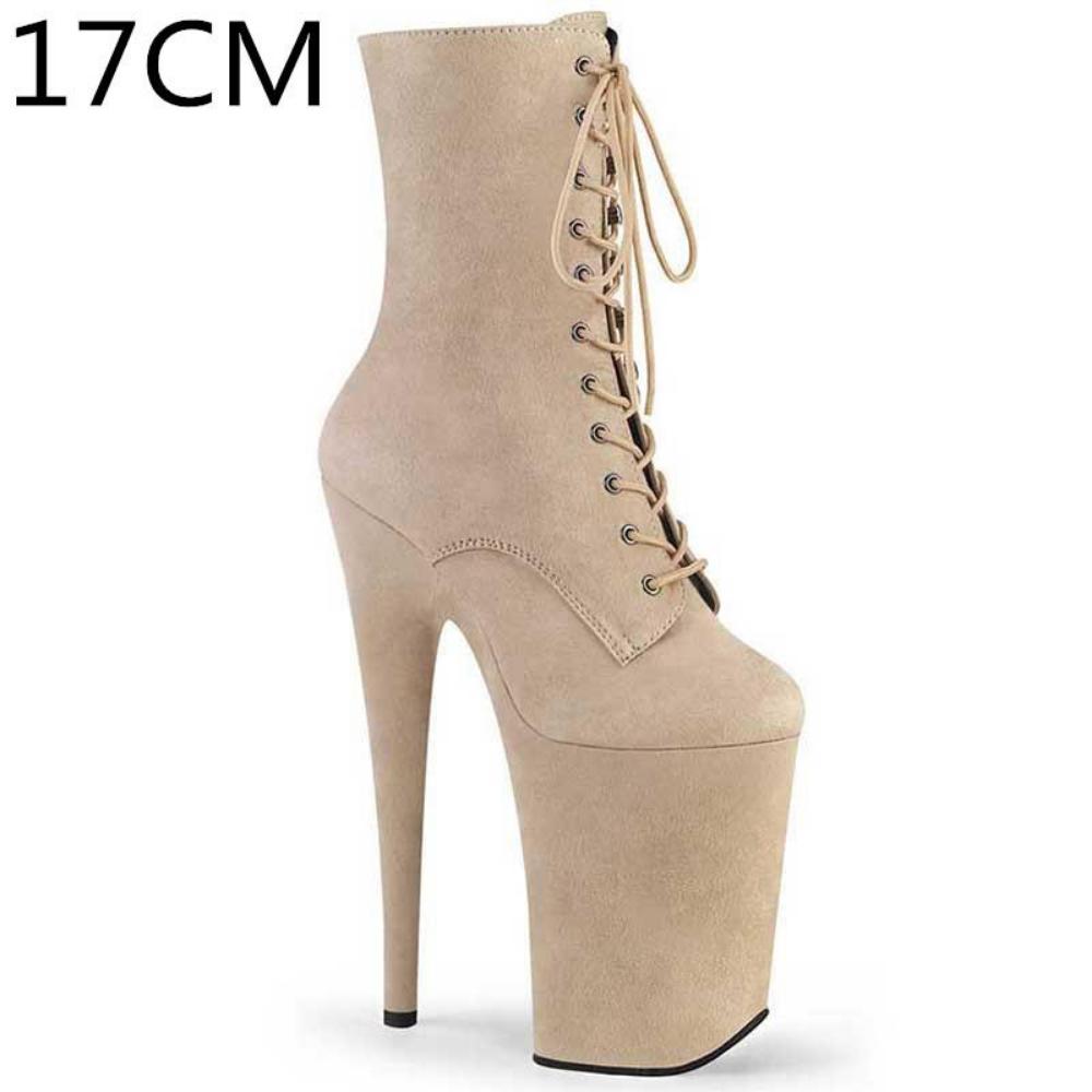 Sexy Super High Boots Round Toe Pole Dance High Heels Nightclub Model Catwalk Platform Shoes Party Shoes Cosplay Suede Shoes