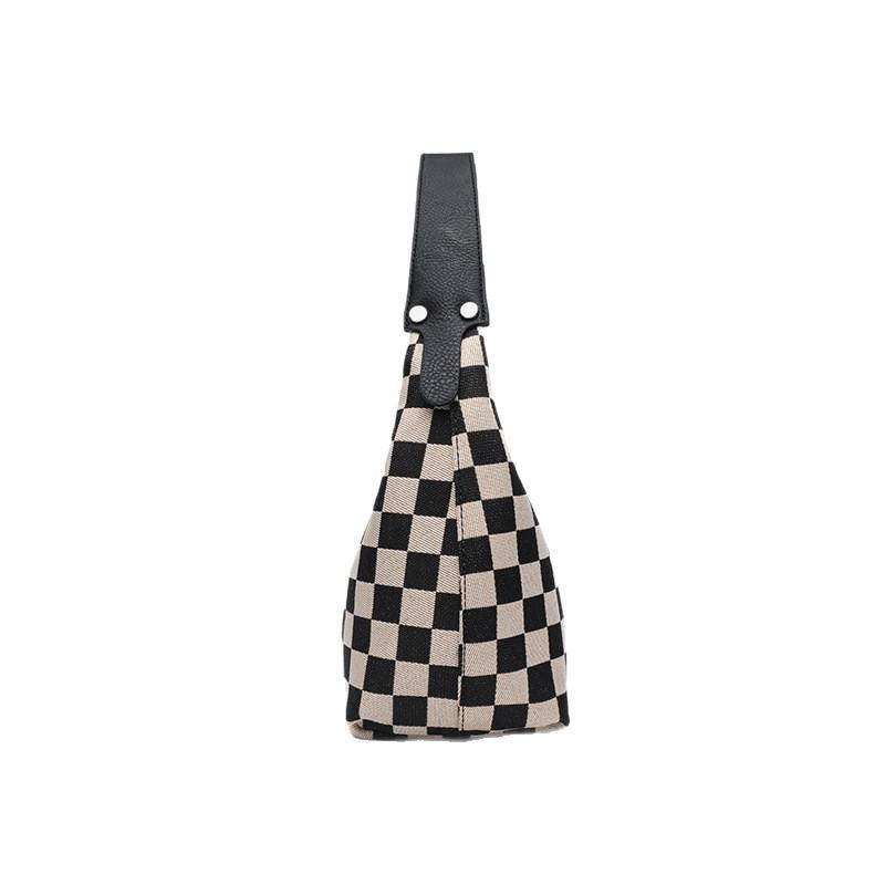 IELGY Ladies Underarm Bag Checkerboard Checkerboard Contrast Color Crescent Bag