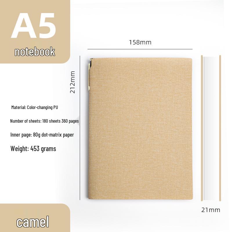 Simple A6 Leather Pocket Notebook with Pen Holder - Ideal for College Students & Business Diaries