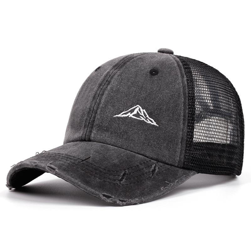 

Уличная шляпа от солнца Унисекс Вышивка горного хребта Бейсболки-сетки Весна и Лето Уличные регулируемые повседневные шляпы Шляпа от солнца 58-62CM