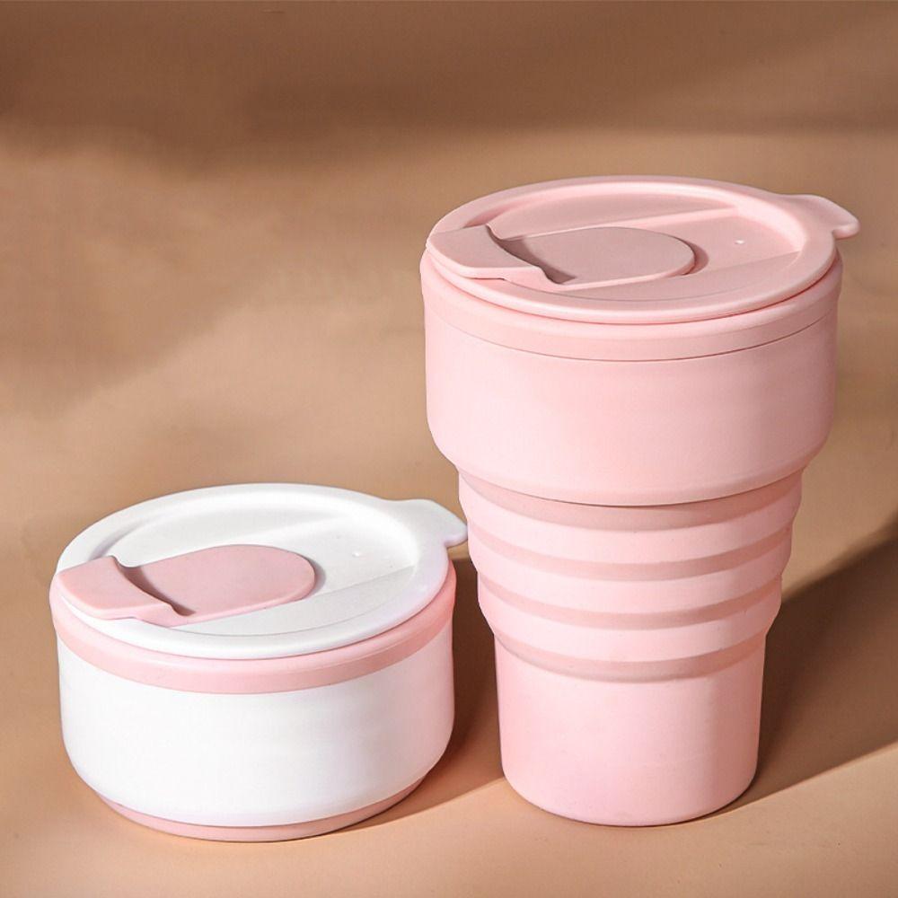 

Silicone Folding Coffee Cup 375ml Portable Travel Tumbler Collapsible Cups with Lid Dining чорний