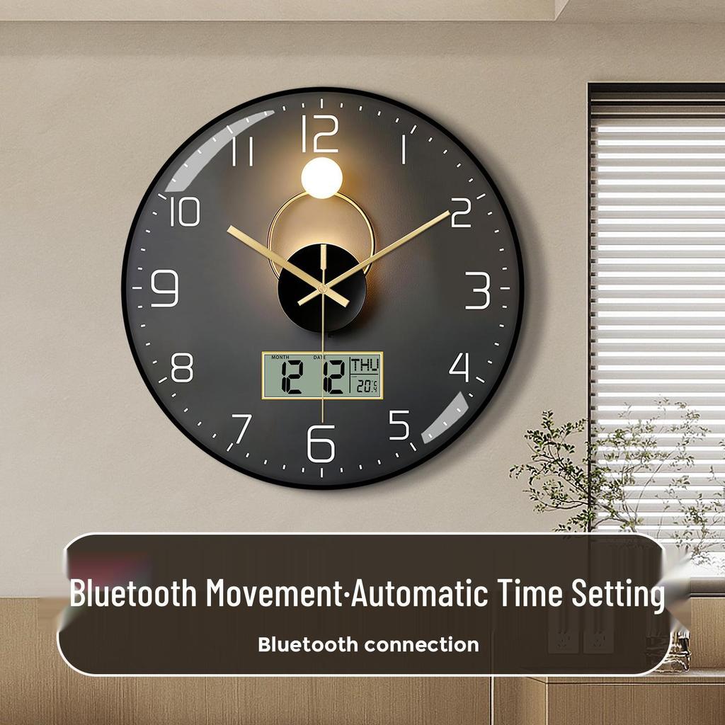 Bestselling Bluetooth Wall Clock with Automatic Time Sync, English LCD, and Perpetual Calendar - Wall-Mounted Electronic Clock