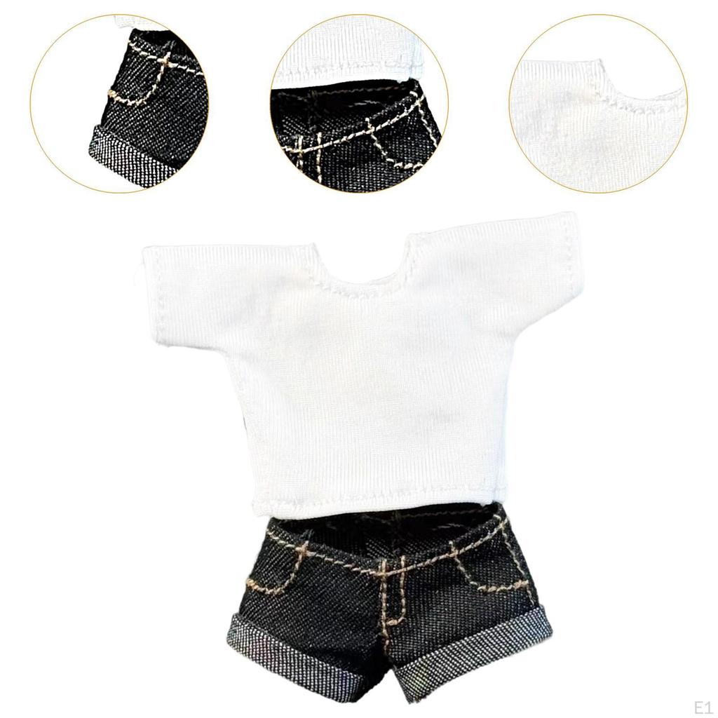 1/12 Casual Top and Shorts Outfit Pullover Costume for 6inch Female Figures Accs