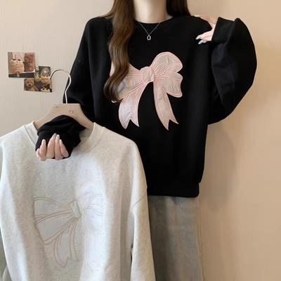 Real Shot Butterfly Embroidery No Hat Sweater Women's Season Thin New Loose Long Sleeves