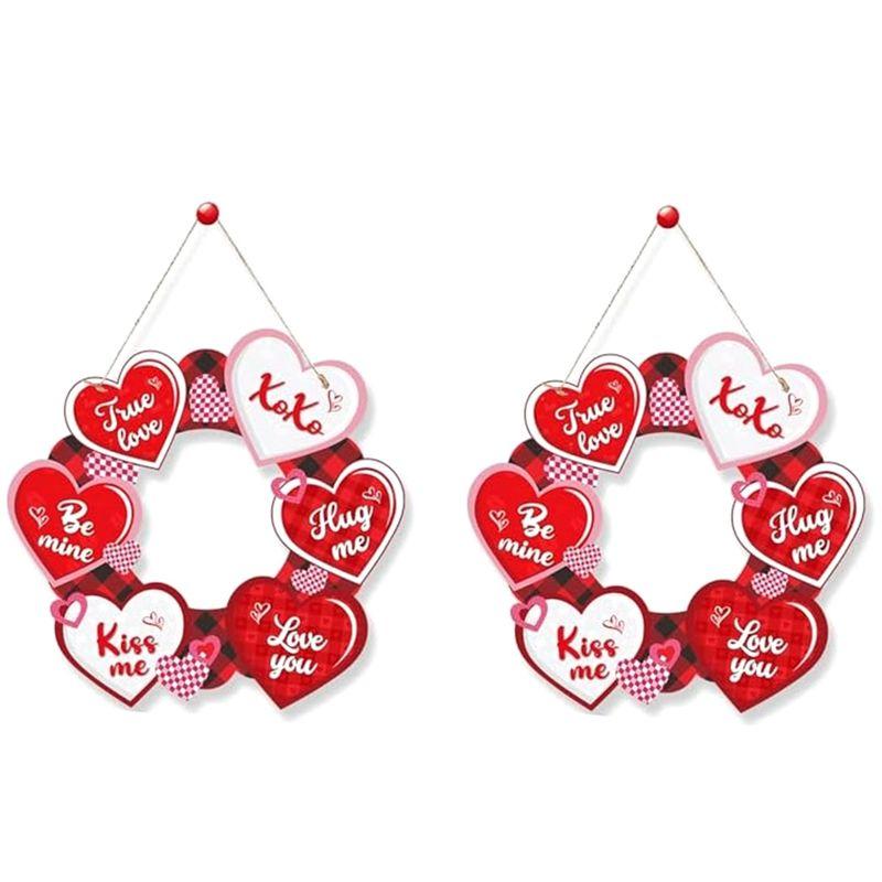 

AEE4-Happy Valentine s Day Signs Love You Sweet Sign Plaque Valentine s Day Heart Wreath Valentine s Day Wall Decoration