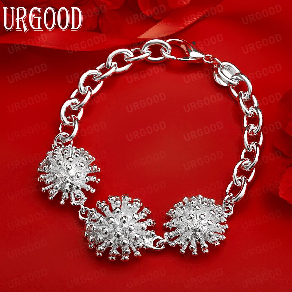 925 Sterling Silver Firework Side Chain Exquisite Bracelet Gift Jewelry 20CM