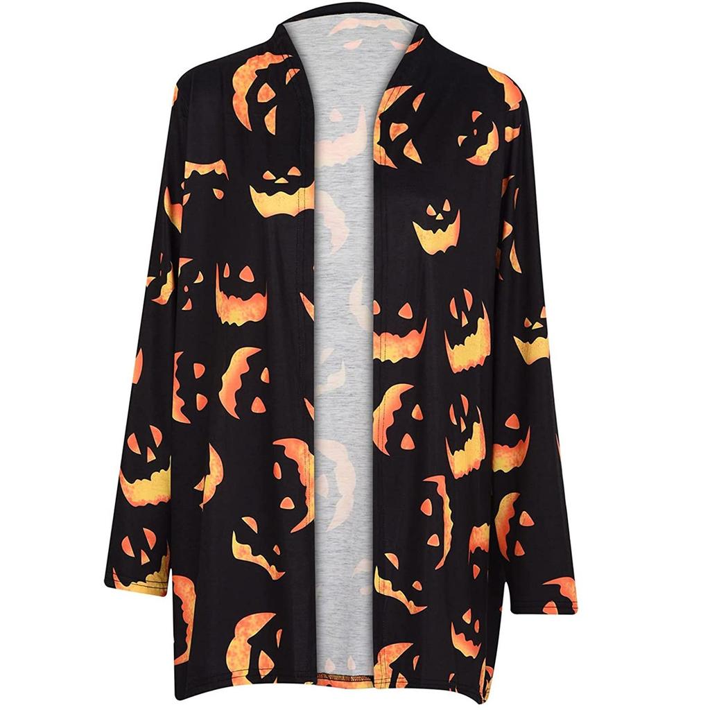 Women's Halloween Tops Casual Shirts Open Front Long Sleeve Loose Flowy Hem Cardigan Coat
